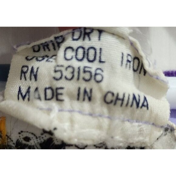 Vintage Lyre Bird Women's Lightweight Short Robe Floral Applique Purple Size M - Picture 8 of 11